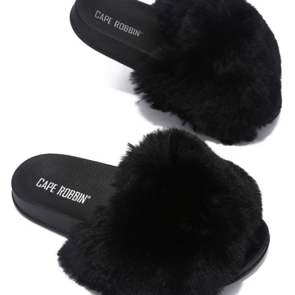 WOMENS FAUX FUR FLUFFY SLIPPERS